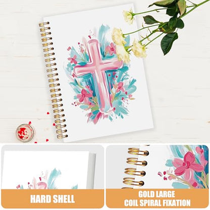 AQYIP Abstract Christian Cross Spiral Notebook, Pastel Bible Journaling Notebooks, Prayer Journal for Woman, Religious Journals for Writing, Christian Notebooks for Note Taking, 5.5x8.3 Inch - color: Pastel