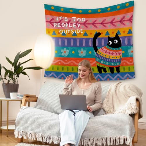 HUGANE Boho Black Cat Tapestry Wall Decor 50x60 Inch - color: colour-07