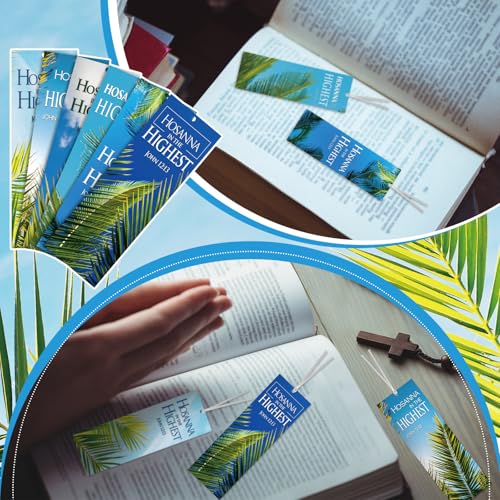 Dispowreath 60 Pcs Hosanna Palm Leaf Bookmarks Lent Easter John 12: 13 Bookmarks Palm Sunday Religious Christian Exchange Gifts for Men Women Church Prizes Party - style: Palm Leaf Cross