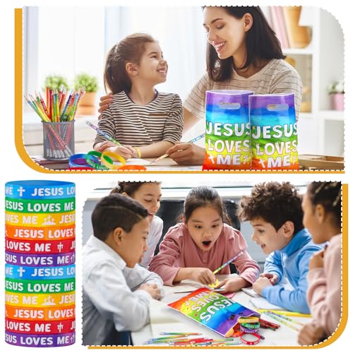 Ireer 90 Pcs Jesus Loves Me Party Favors Religious Christian Church Gifts - style: Jesus Loves Me