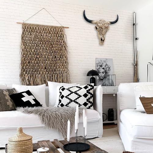 alikiki Western Cow Skull Wall-Decor - Realistic Animal Head Wall Hanging