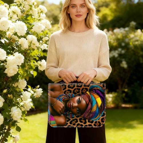 Bible Cover for Women Large PU Leather Zippered Bible Case with Handle and African Woman Design, Christian Bible Cover for Girls & Women, Cover Fits Standard 9.5"x7.5"x2.3" Bible - color: African Woman