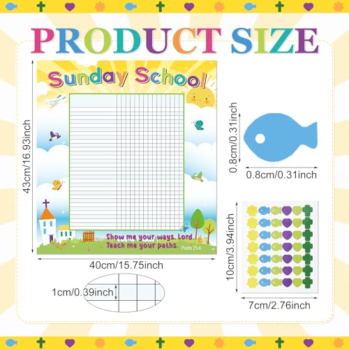 Yeaqee12 Pcs Sunday School Attendance Charts with Sticker, Yellow - color: Yellow