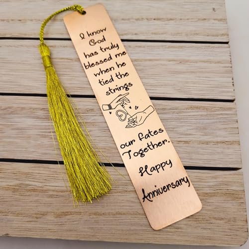 Unique Gift For Anniversary - I know God has truly blessed me when he tied the strings our fates together Bookmarks (Rose Gold) - color: Rose Gold