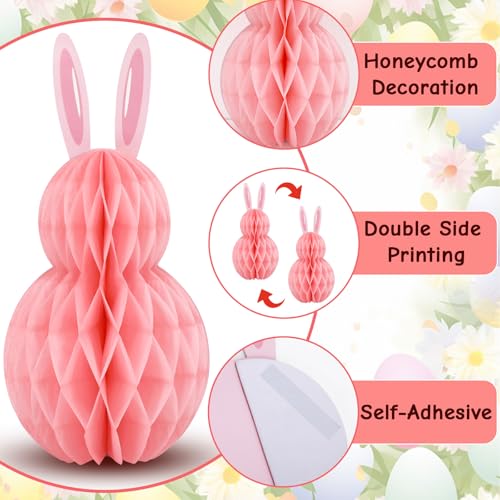 6Pcs Easter Honeycomb Centerpiece Table Bunny Decorations Supplies - style: Easter Style