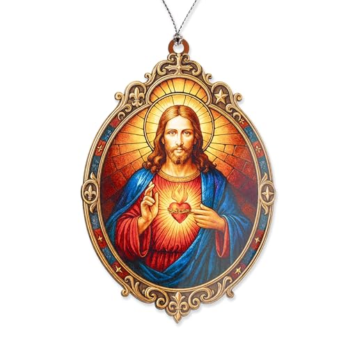 Christian Christmas Ornament 2026 - Religious Christmas Ornaments - Acrylic Ornament Christian Christmas Decor Gifts for Friends, cowoker, Men, Women, RUSATEN JesusHeart Christmas Tree - color: Jesusheart