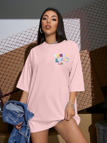 Christian Faith Shirts for Women Jesus Shirt YHWH Inspirational Bible Verse T-Shirt Religious Oversized Graphic Tee - color: Pink-1, size: X-Large