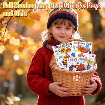 Thanksgiving Fall Arts & Crafts for Kids, Autumn Activity Kit Blank Puzzle - color: Fall Thanksgiving Colorful