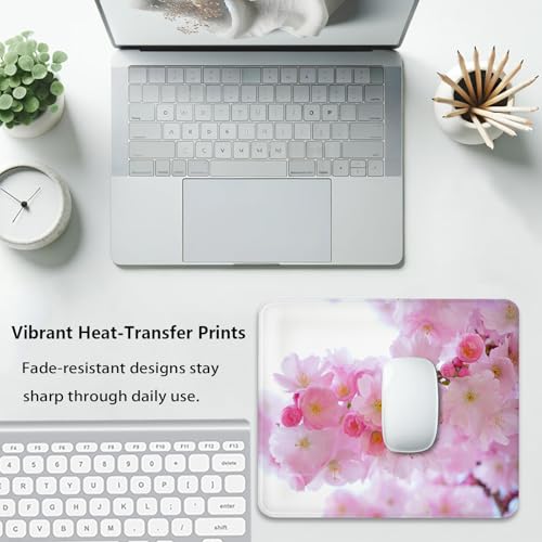 Pink Sakura Cherry Blossoms Design, Spring Floral Nature Flowers Desk Mat - color: Color_DE0013XX