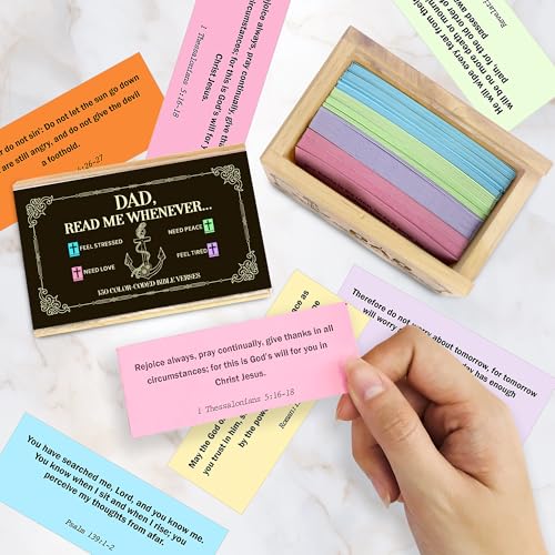 Personalized Dad Bible Verse Box with 150 Color-Coded Scripture Cards, Custom Name Prayer Box with Pocket Cross, Read Me Whenever Cards, Christian Gift for Dad, Christmas, Father's Day - color: Dad