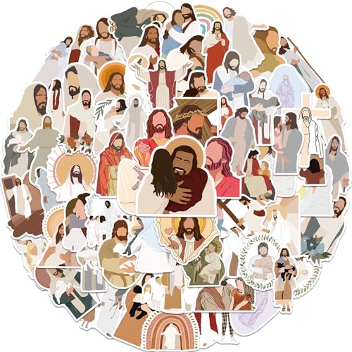 ROTY 100 Pcs Jesus Stickers Aesthetic Christian Stickers, Religious Cross Faith Waterproof Vinyl Gifts for Phone, Water Bottle, Luggage, Laptop, Adults Teens