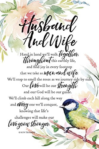 DEXSA Husband And Wife Wood Plaque with Inspiring Quotes 6"x9" - Elegant Frame Wall & Tabletop Decoration | Easel & Hanging Hook | Christian Family Religious Home Decor Saying | Made in the USA