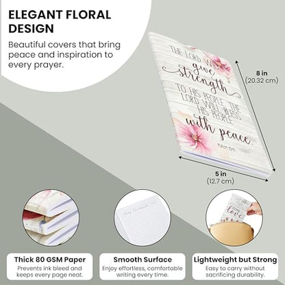 Juvale Prayer Journals for Women – 5x8 Christian Notebooks with Floral Design, 80 Pages Each, Featuring Inspirational Bible Verses and Scripture, Perfect for Personal Reflection or Gifts - 12-Pack