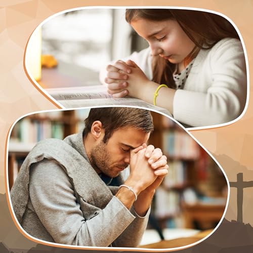 Soaoo 24/60 Pcs Jesus Bracelets Cross Silicone Bracelet Braided Stackable Rubber Wristband Silicone Jewelry Gift for Women Men - color: Boho Color, size: Cross