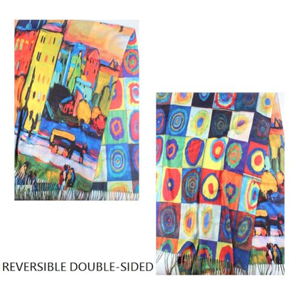 Umjetnost Soft Cashmere Feel Scarf For Women Winter Warm Scarves Large Shawl Wrap Monet Van Gogh Art Print - color: R05 Blue&yellow