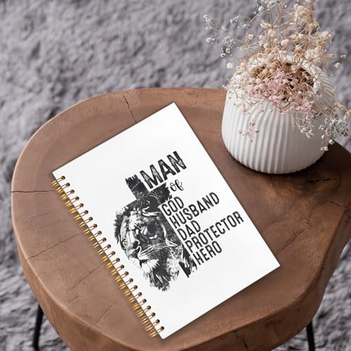 Retro Lion Christian Notebook, man of god husband dad protector hero Journal, Religious Scripture Spiral Notebook Journal for Note Taking, Christian Faith Based Gifts for Women Men, 5.5x8.3 Inch - color: Lion MAN GOD HUSBAND DAD