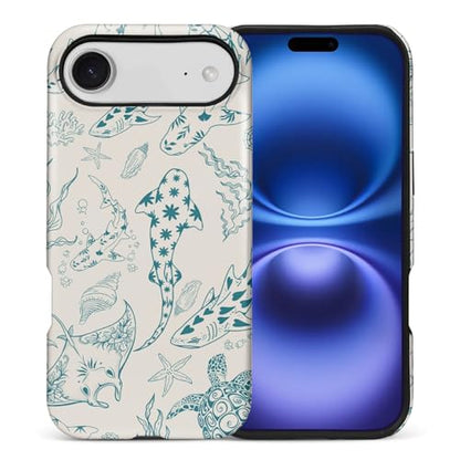 Case for iPhone 17 Air,Drop Protection Hybrid 2-Layer Hard Phone Cover-Ocean Animal Whale Shark-Blue - color: Ocean Animal Whale Shark-Blue, size: iPhone 17 Air
