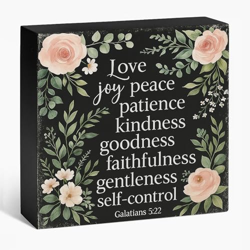 Fruit of the Spirit Wood Box Sign, Black, 5x5 Inch - color: Black-009