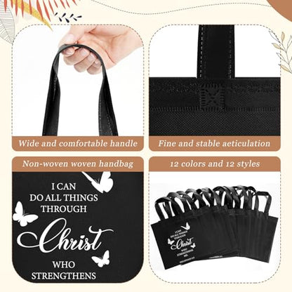 Sweetude 48 Pcs Christian Gift Bags Bulk, Bible Verse Gift Bags for Women - color: Black, style: Bible