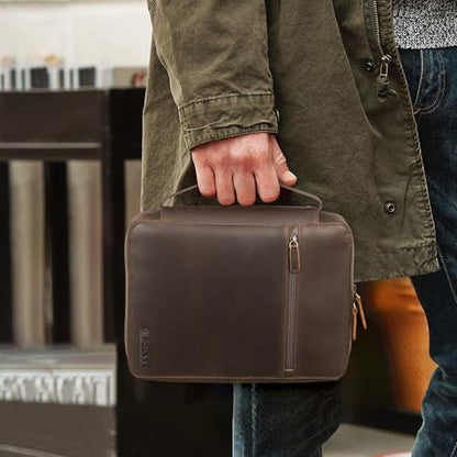 Polare Cowhide Leather Bible Cover Church Bag Bible Protective Book Holder Carrying Case Folder Organizer Portfolio (Dark Brown-Medium) - style: Dark Brown-Medium
