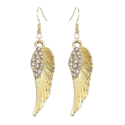 coadipress Angel Wing Earrings for Women Unique Silver Plated Fairy Feather Guardian Dangle Drop Hook Earrings Jewelry - color: Gold Rh Wing