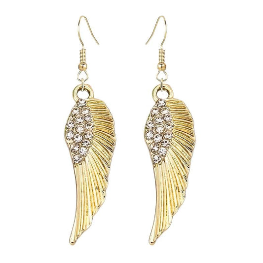 coadipress Angel Wing Earrings for Women Unique Silver Plated Fairy Feather Guardian Dangle Drop Hook Earrings Jewelry - color: Gold Rh Wing