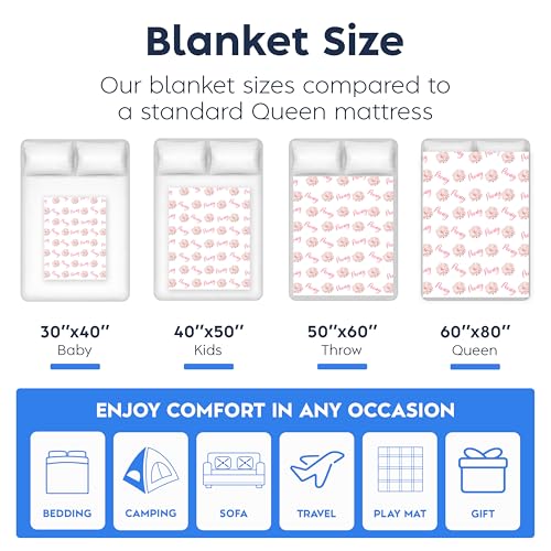 Personalized Floral Name Blanket, Custom Floral Name Design Peony, Soft Nursery Throw, Newborn Birthday Baptism Christening Keepsake - color: #Ver7