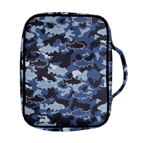 Coldinair Camouflage Shark Bible Cover for Men Large Bible Case Scripture Study Carrying Book Cover Church Bag Protective with Handle and Zippered Pocket - color: Camouflage Shark