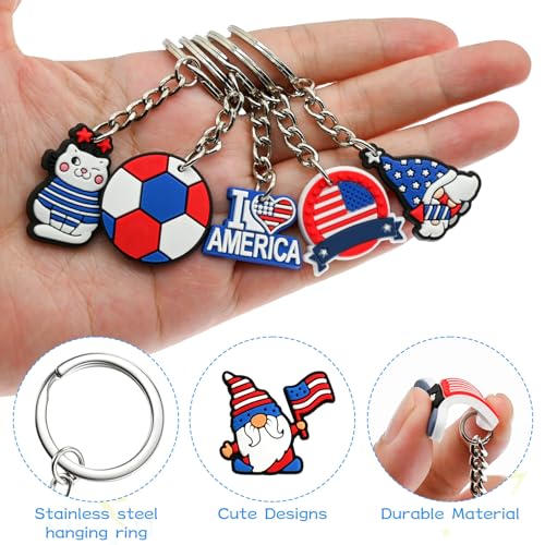 Cute Keychain Bulk,Cute Key Chain for Car Keys Purse Bag Rewards - color: America-30