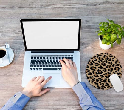 Mouse Pad, Modern Leopard Skin Pattern Mouse Pad, Washable Round Cloth Mousepad for Office Laptop, Non-Slip Rubber Base for Wireless Mouse for Computer Desk 7.9×7.9×0.12 inches - color: Modern Leopard Skin Pattern