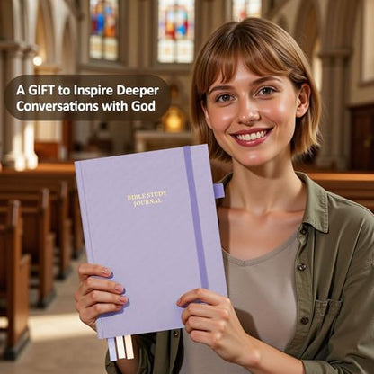 Bible Study Journal & Notebook for Women and Men, 5.8" x 8.3" - color: Purple, size: A5 ( 5.8" x 8.3" )