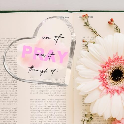 Pink Inspirational Decor Pray Over It Bible Verse Heart Shaped Acrylic Sign - color: Pray Over It