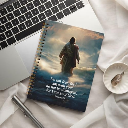 Christian Jesus Notebook Journal 5.5x8.3in, Bible Verse Jesus Journal for Writing, Christian Gifts for Women Men, Scripture Notebooks for Note Taking, Religious Hardcover Spiral Notebook