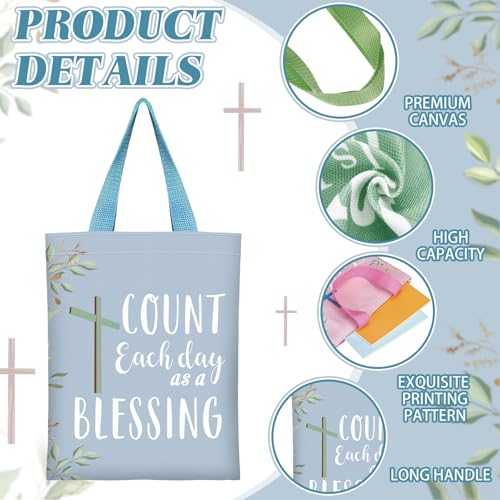 Shinylin 24 Pcs Christian Tote Bags for Women Bible Verse Canvas 4 Colors