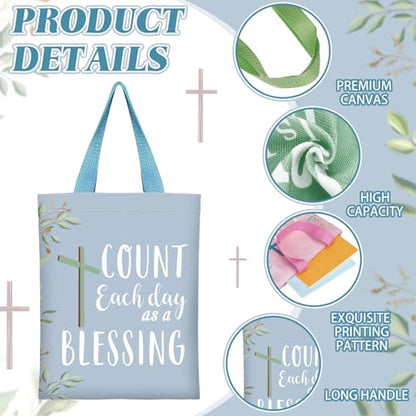 Shinylin 24 Pcs Christian Tote Bags for Women Bible Verse Canvas 4 Colors