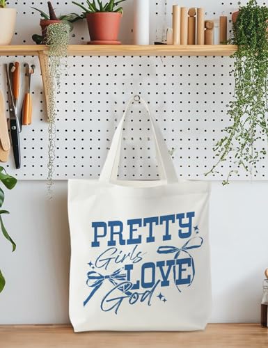 Bible Bags for Women, Christian Tote Bag, Gifts for Christian Women - color: Coquette Blue Bow
