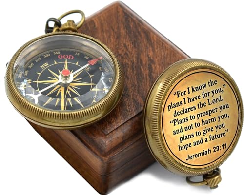 For I Know The Plans I Have For You, Jeremiah 29:11, Solid Brass Directional Engraved Compass, Baptism Gifts for Boys Girls, First Communion, Christian Gifts for Men, First Confirmation Gifts for Boys - style: #2 for I Know The Plans Compass