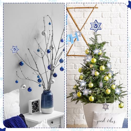 Namalu Christmas Hanukkah Tree Topper 4 Inch Mini Star of David Tree Topper Small Hanukkah Ornament Decor for Chanukah Jewish Home Xmas Wine Bottle Wedding Bridal Shower Holiday Party Decoration - style: Hexagram