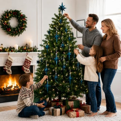 Syhood 12 Pack Navy Blue Bethlehem Star Ornaments Christmas Tree - color: Navy Blue