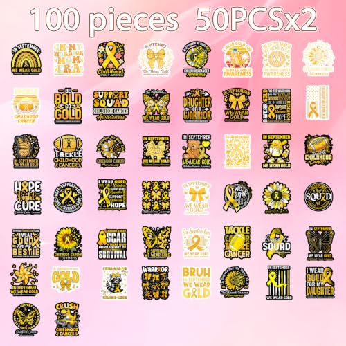 100 Pcs Childhood Cancer Awareness Stickers Childhood Cancer Items - style: Childhood Cancer Awareness