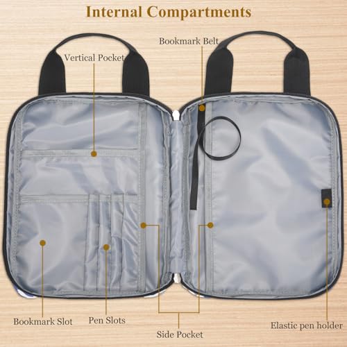 DSIUE Kids Bible Cover Case Gilrs Cute Bible Carrying Case Book Holder/Carrier/Bag with Handle and Pockets, Bow Floral