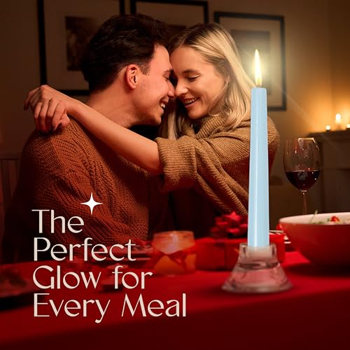 Leor & Lair Light Blue Taper Candles, 12 Pack, 10" Tall Candlesticks - color: Light Blue