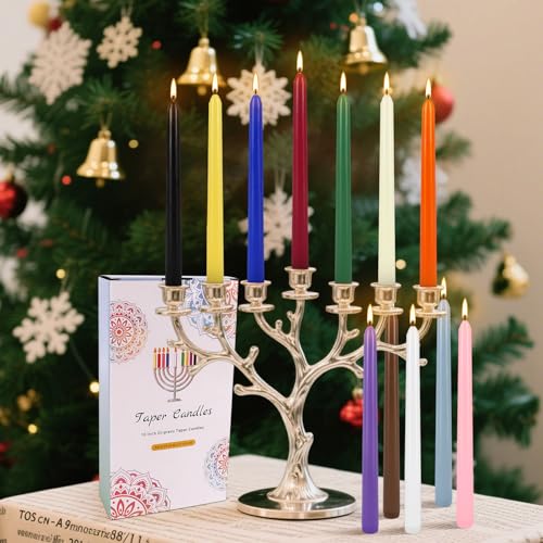 YOROXRG 24 Colored Taper Candles, 7-8 Hours Burn Time, Unscented, Smokeless and Dripless, 0.75 x 10 Inch Dinner Candle Set for Household, Wedding, Party and Home Décor Candlesticks - color: Colors-24
