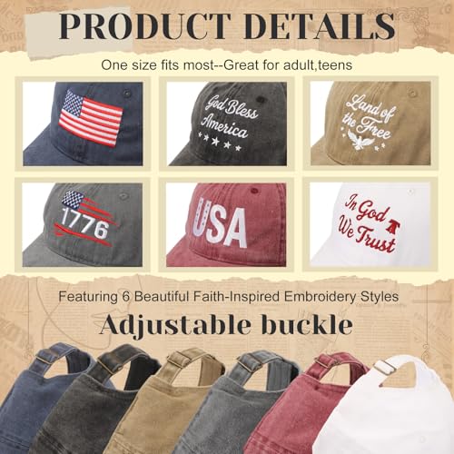 6/12 Pack Christian Hats Bulk for Men Women - style: Patriotic