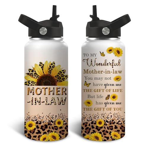 Mother in Law Gifts, 32oz Mom Water Bottle with Straw, Mother's Day Birthday Valentine's Day Gifts for Mother in Law from Daughter Son, Best Mothers-in-Laws Ever Coffee Cup - color: Mother In law01, size: 32 Ounces