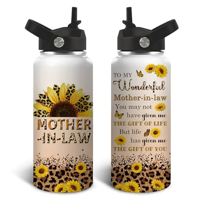 Mother in Law Gifts, 32oz Mom Water Bottle with Straw, Mother's Day Birthday Valentine's Day Gifts for Mother in Law from Daughter Son, Best Mothers-in-Laws Ever Coffee Cup - color: Mother In law01, size: 32 Ounces