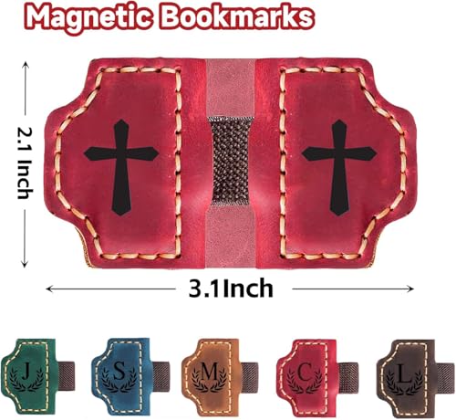 Bygone Mark Personalized Magnetic Leather Bookmark with Pen Holder, Magnetic Cross Bookmark, Christian Book Lovers Reading Accessory, Marker for Book Lovers Men Women (Red, Cross) - color: Red, size: Cross