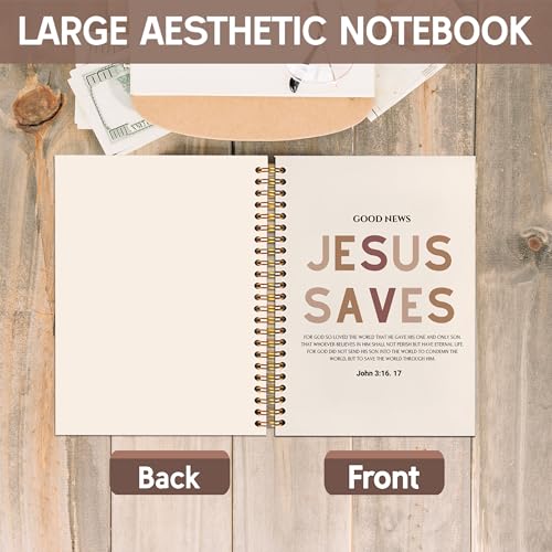 KAOWT Boho Christian Notebook Journal, Religious Bible Notebooks for Note Taking, Christian Gifts for Women, Prayer Scripture Journal, Jesus Saves Hardcover Spiral Notebook 5.5x8.3in - color: notbook bible-John 3