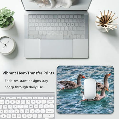 Greylag Geese Swimming on Teal Lake, Nature Wildlife Design Desk Mat - color: Color_DE0014XX