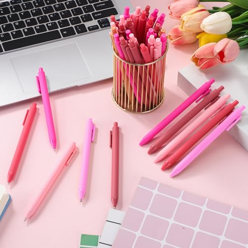 100 Pcs Ballpoint Gel Pens Bulk Retractable, Pink Series - style: Pink Series